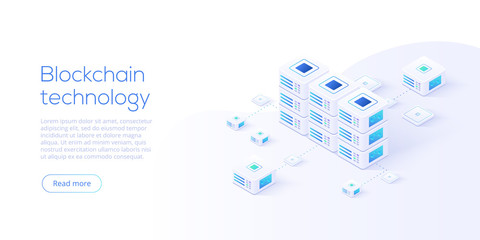 Wall Mural - hosting server isometric vector illustration. abstract 3d datacenter or data center room background.