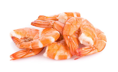 Cooked shrimps isolated on white background