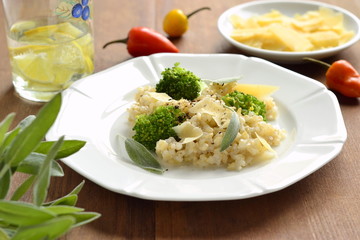 Wall Mural - Brown rice with broccoli and parmesan cheese