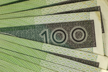 One hundred Polish zloty in banknotes