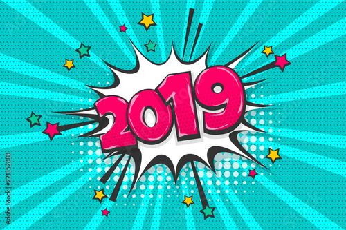 Fotografía 2019 year pop art comic book text speech bubble