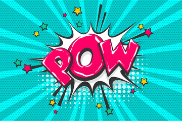 Wall Mural - pow pop art comic book text speech bubble