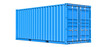 Blue cargo container shipping freight twenty feet. For logistics and see transportation. 3d Illustration, Isolated on white background.