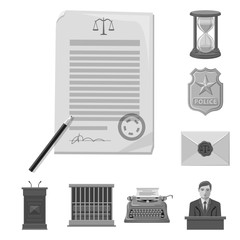 Vector design of law and lawyer symbol. Collection of law and justice stock vector illustration.