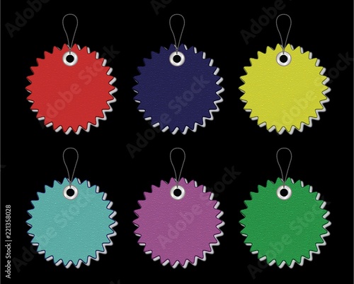 Set Of Decorative Colored Round Badges With Place For Your Text