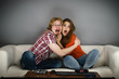© Voyagerix - Funny couple watching horror movie
