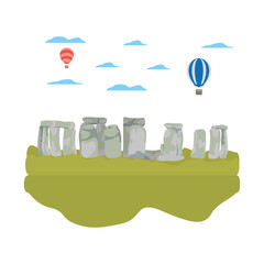 Sticker - classical stonehenge sculpture and air balloons