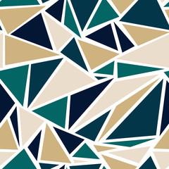 Geometric Triangle Pattern in Teal and Gold