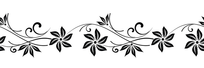 Sticker - Seamless vector floral border