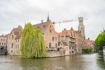 Beautiful street view of the Brugge city