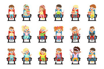 Poster - Set of cute little kids in 3D-glasses