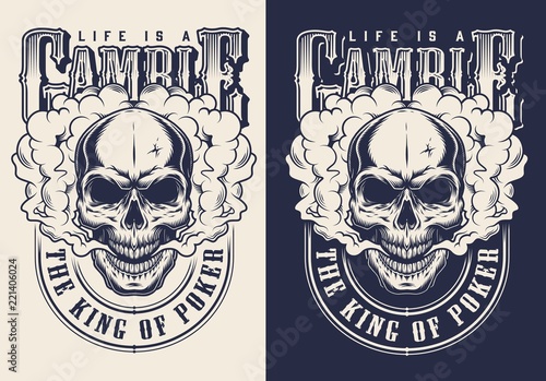 Set of casino emblems with skull