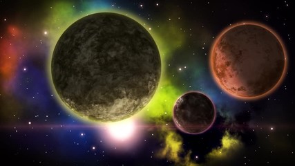 Wall Mural - Mysterious universe with stunning planets. Loop.