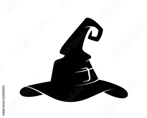 Download Black silhouette of halloween witch hat. Vector ...