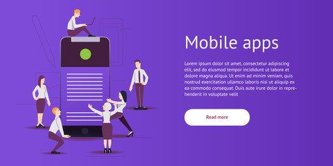 Vector illustration - mobile app development in flat style.