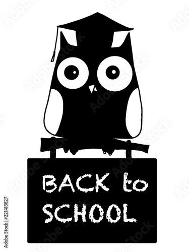 Cute Owl Characters Cartoon And Cap Back To School Black