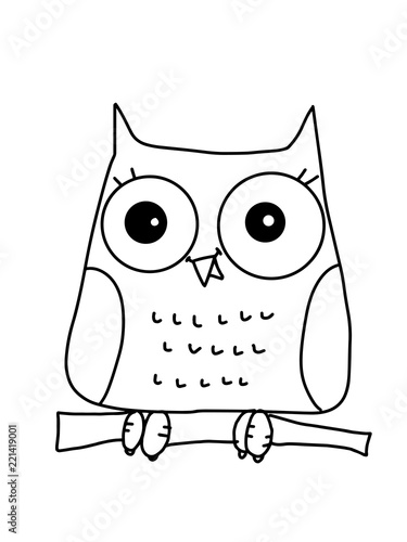 Cute Owl Characters Cartoon And Line Drawing Buy This Stock