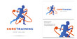 Core Training, Man running silhouette Logo & Business card, Personal Trainer, Gym, Fitness studio