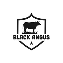 Black Angus Cattle Logo Emblem Design Template