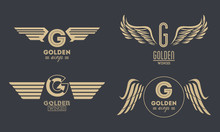 Set Of Golden Wings Emblems
