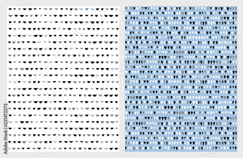 Cute Hand Drawn Abstract Triangle Vector Patterns White Blue