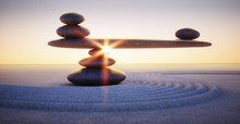 Steine In Balance - Gleichgewicht Bei Sonnenaufgang