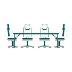 Wall Mural - Office desk and chairs blue lines