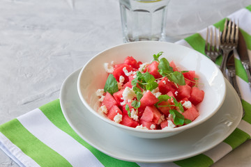 Poster - Salad with watermelon, feta cheese and mint