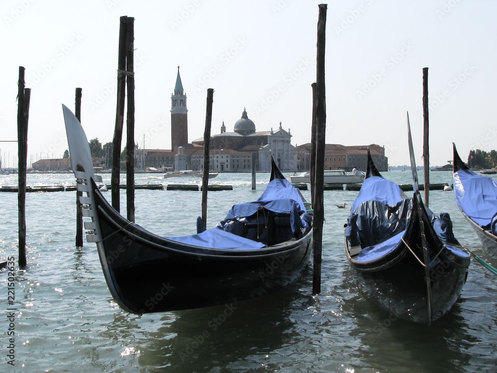 Venetian gondolas - Venice - Italy - obrazy, fototapety, plakaty 