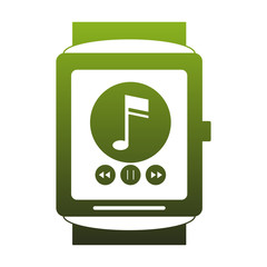 Wall Mural - Smartwatch with music green lines