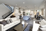 Fototapeta  - Large modern luxury living room interior in Bellevue home.