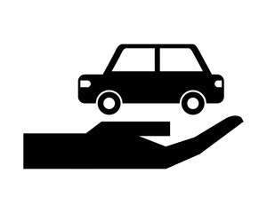 Poster - hand with car sedan silhouette isolated icon