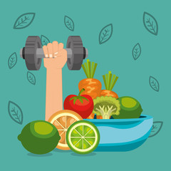 Poster - healthy food and fitness icons