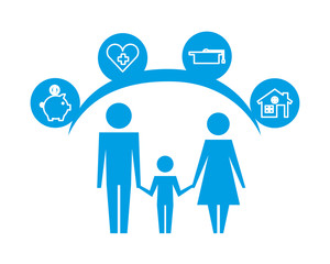 Wall Mural - family holding hands together protection pictogram