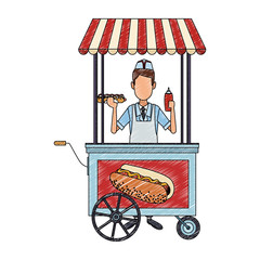 Sticker - Cooker with hot dog stand scribble