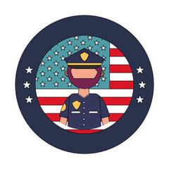 Wall Mural - officer police with usa emblem