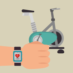 Canvas Print - smartwatch with healthy lifestyle icons