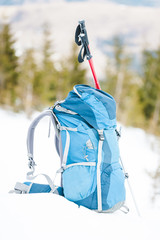 Backpack on the snow.