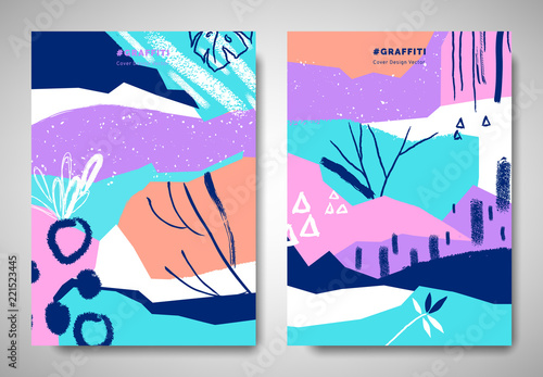 Cover/ invitation card template design, ripped torn paper with abstract hand ...