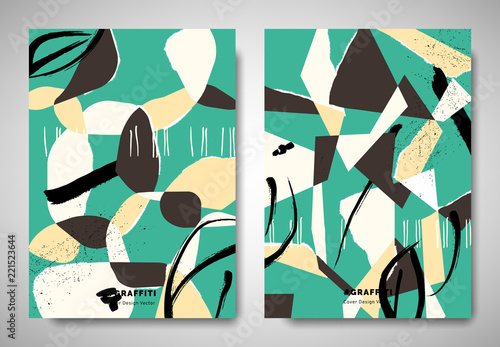 Cover/ invitation card template design, ripped torn paper with abstract hand ...