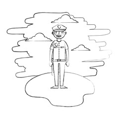 Sticker - officer police character in landscape