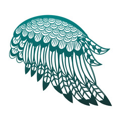 Sticker - Bird wings isolated in blue lines