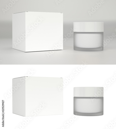 Download Realistic Bottle And Box Mockup Cream Pot Bottle And Cardboard Template Cosmetic Pot For Face Skin Beauty Buy This Stock Illustration And Explore Similar Illustrations At Adobe Stock Adobe Stock PSD Mockup Templates