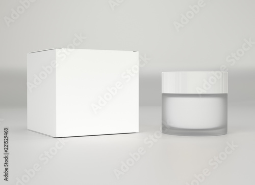 Download Realistic Bottle And Box Mockup Cream Container Jar Package And Cardboard Template Cosmetic Pot For Face Skin Beauty Stock Photo Adobe Stock