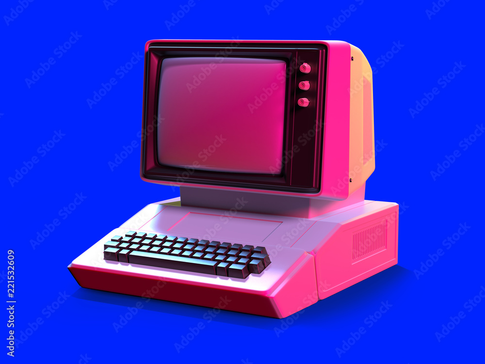 80s style personal computer Stock Illustration | Adobe Stock