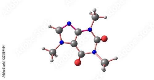 Fotografie, Obraz Molecular structure of Caffeine isolated on white