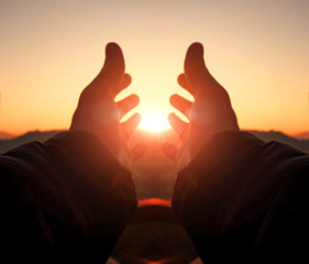 Wall Mural - prayer and worship concept:human hands open palm up worship