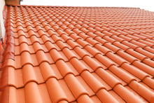 Closeup Of New Red Color Clay Ceramic Roof