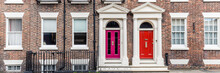 Colorfull Doors In Victorian Old House In Liverpool, UK