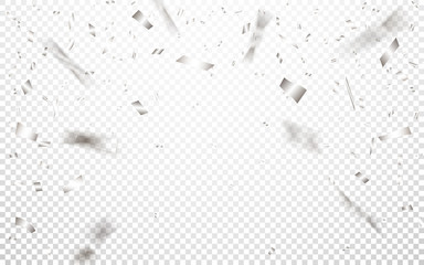 Wall Mural - celebration background template with silver confetti. vector illustration